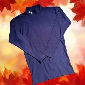 Under Armour Compression Top Men Large Nylon Stretch Turtleneck Blue Activewear